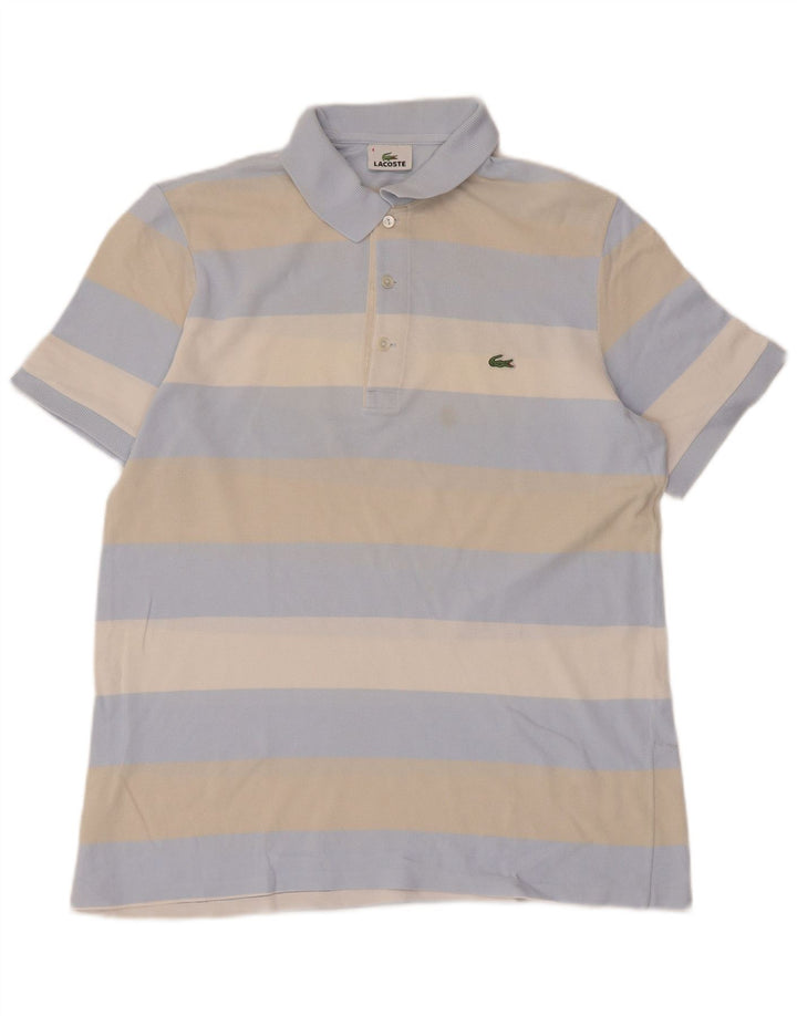 Ανδρικό μπλουζάκι πόλο LACOSTE, Μέγεθος 4, Βαμβακερό μεσαίο μπλε ριγέ