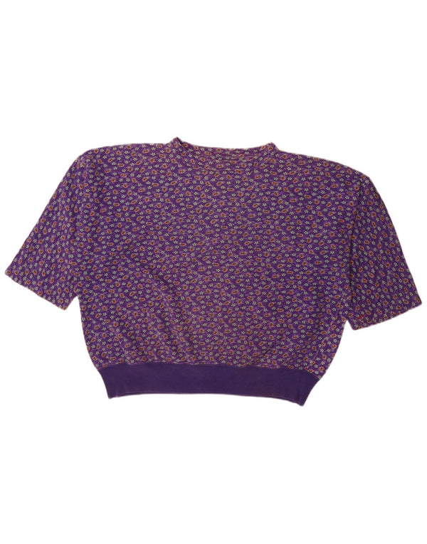 Olmes Carretti Γυναικεία φούτερ με μανίκια 3/4 Jumper UK 18 XL Μωβ λουλουδάτο