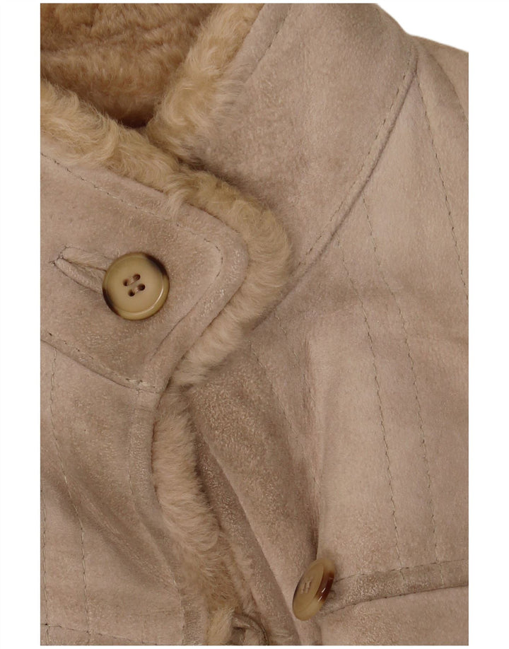Vintage Γυναικείο Παλτό Shearling IT 46 Large Beige Leather