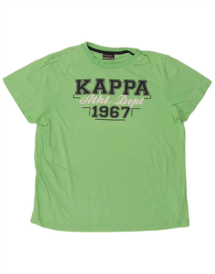 Ανδρικό γραφικό T-Shirt Kappa Top μεγάλο πράσινο βαμβακερό