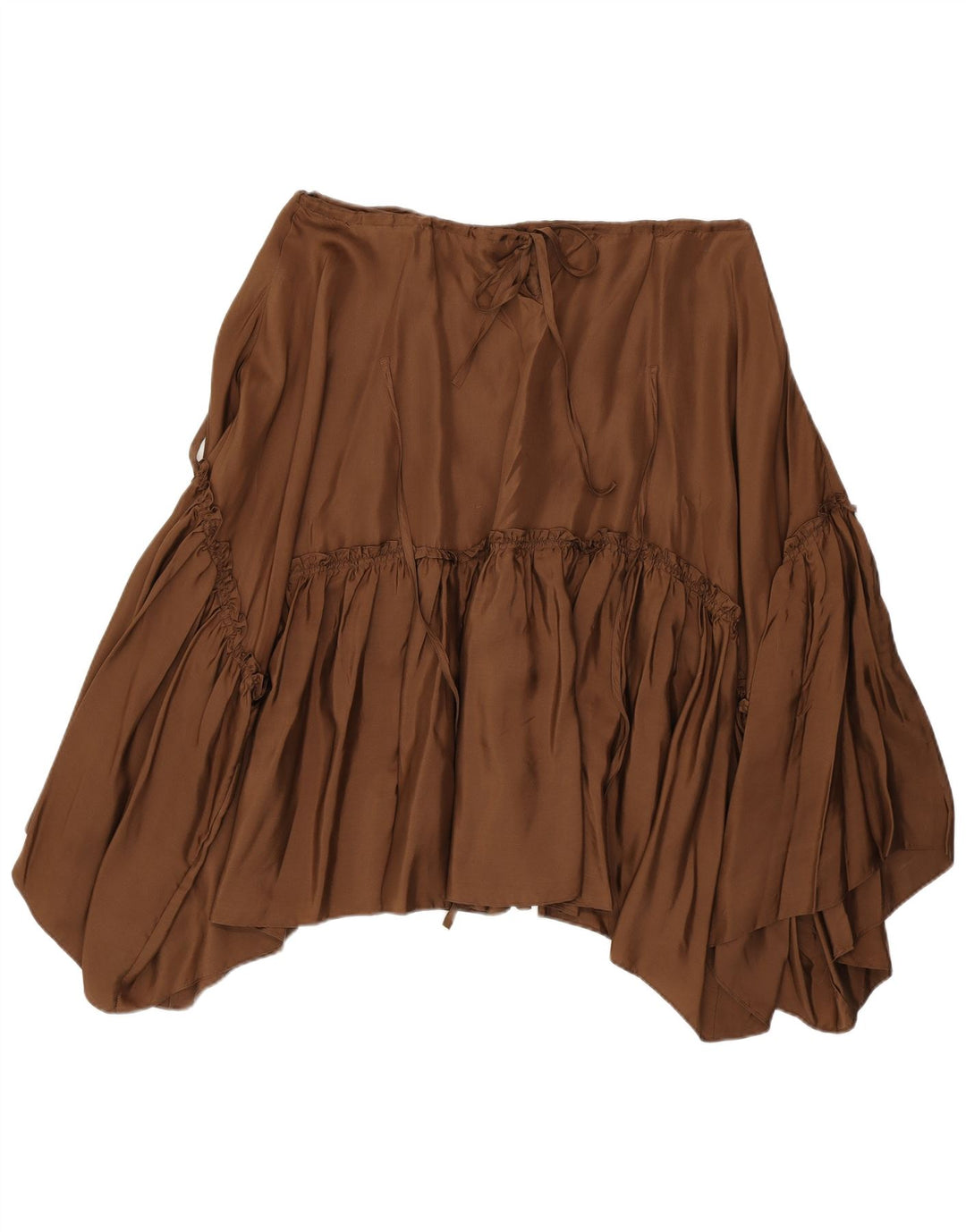 BCBGMAXAZRIA Γυναικεία Ασύμμετρη Φούστα Μεσαία W30 Καφέ Μεταξωτό