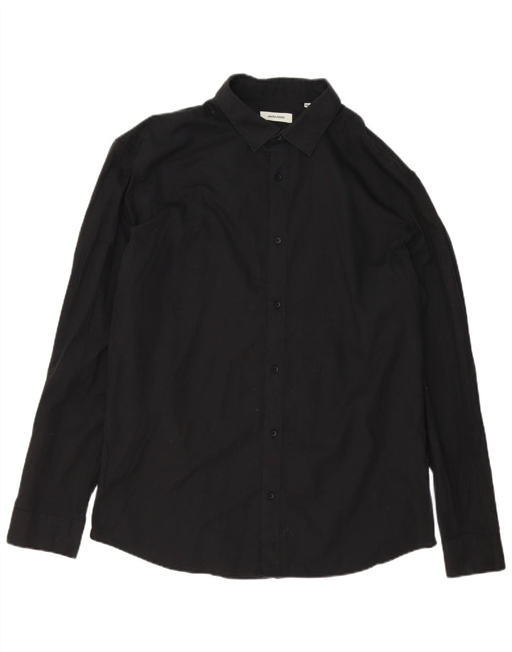 Ανδρικό πουκάμισο Jack & Jones 2XL μαύρο βαμβακερό