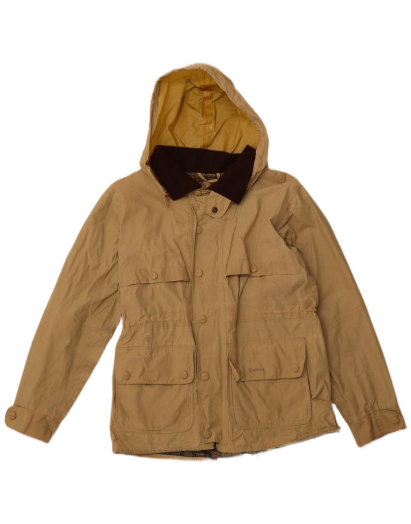 BARBOUR Mens Hooded Utility Jacket UK 36 Small Beige Cotton