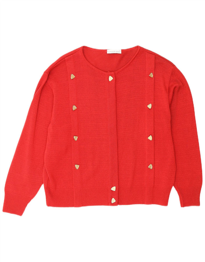 Vintage Γυναικείο Oversized Ζακέτα πουλόβερ IT 42 Μεσαίο κόκκινο βαμβακερό