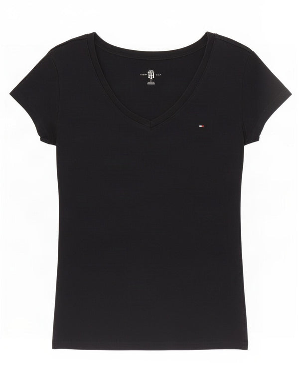 Tommy Hilfiger Γυναικείο T-Shirt Top UK 8 Small Black Cotton