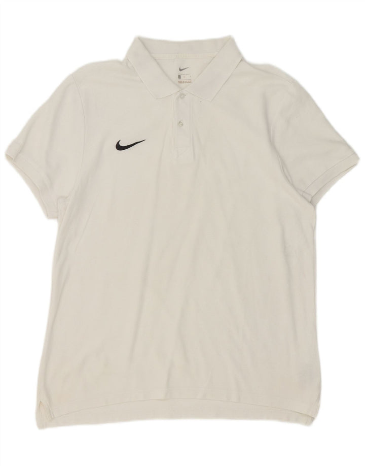 Ανδρικό μπλουζάκι πόλο Nike μεγάλο λευκό βαμβακερό