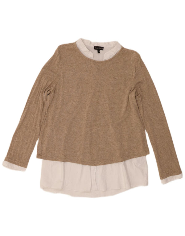 Phase Eight Womens Tunic Top UK 16 Large Brown Colourblock Viscose