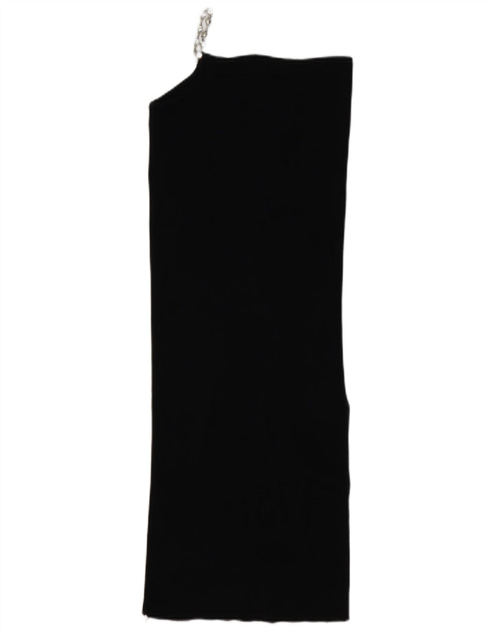 Zara Γυναικείο φόρεμα με έναν ώμο UK 10 Small Black Viscose