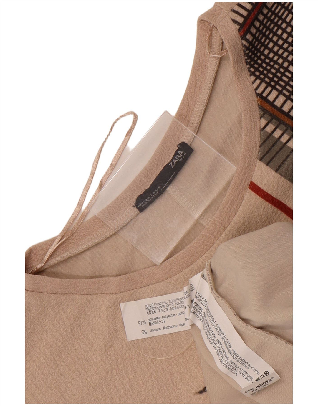 Zara Γυναικείο Oversized Shift φόρεμα UK 16 Large Beige Floral Polyester