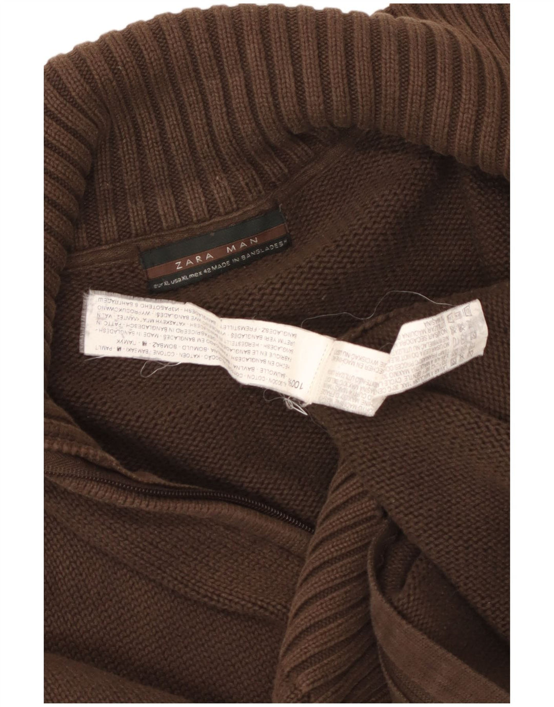 Ανδρικό πουλόβερ Zara Ζακέτα XL Καφέ βαμβακερό