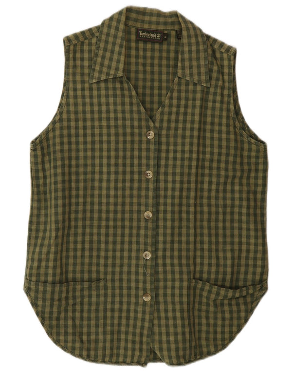 Γυναικείο αμάνικο πουκάμισο Timberland Μπλούζα US 6 Medium Khaki Gingham Linen