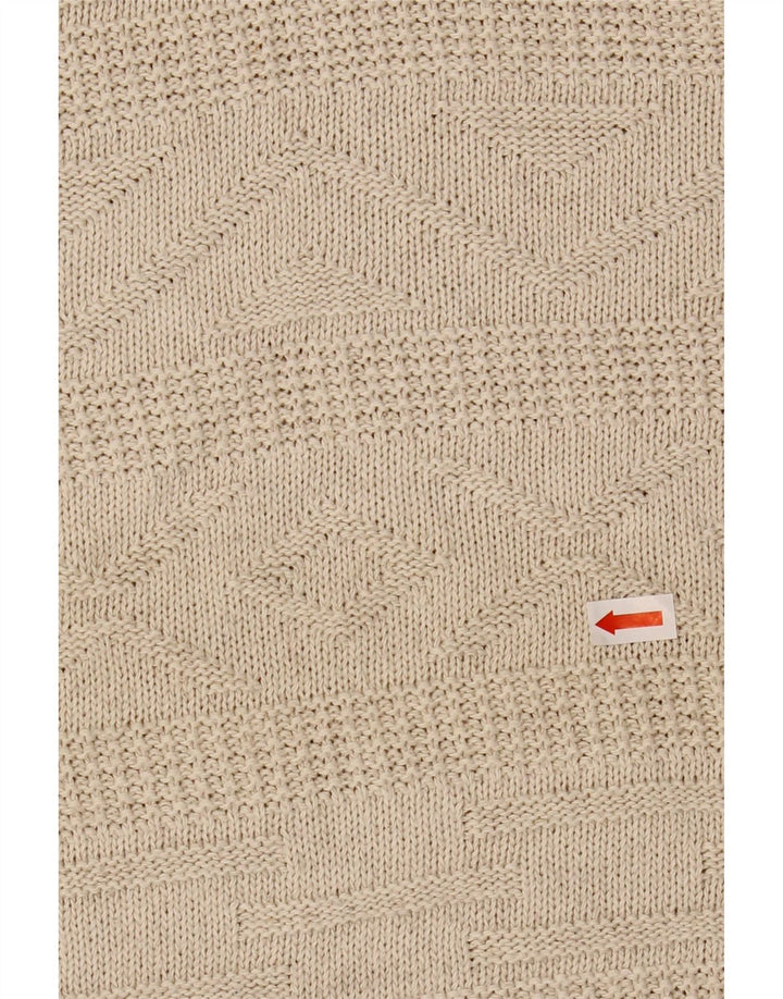CENTRO MAGLIA Mens Crew Neck Jumper Sweater Medium Beige Acrylic