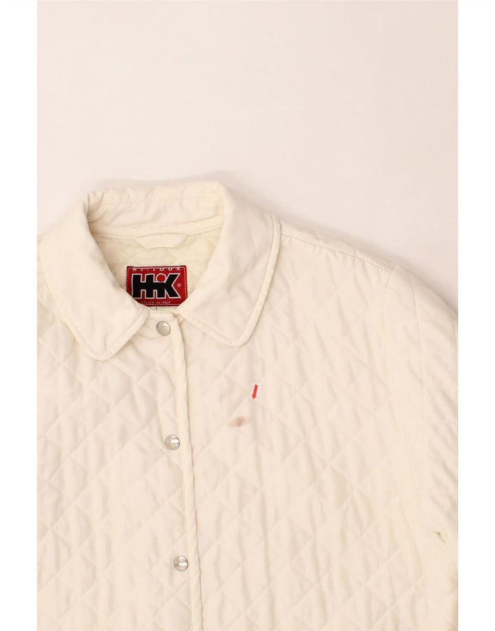 VINTAGE Womens Quilted Jacket UK 16 Large White Polyester Vintage Vintage and Second-Hand Vintage from Messina Hembry 