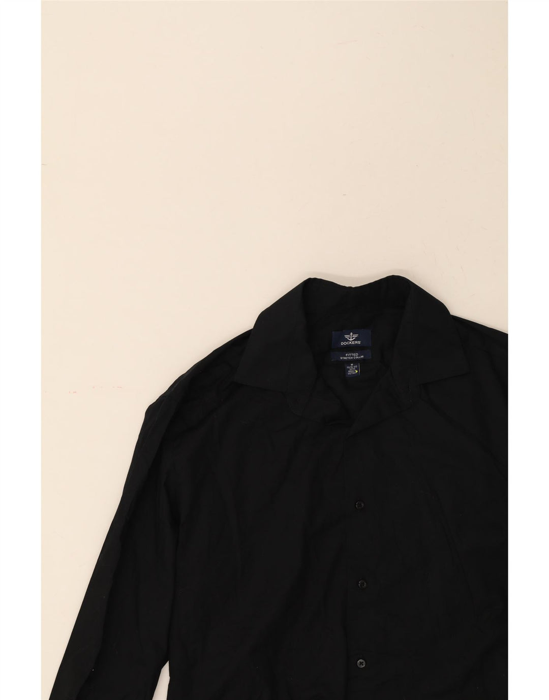 DOCKERS Mens Fitted Shirt Medium Black Cotton Vintage Dockers and Second-Hand Dockers from Messina Hembry 
