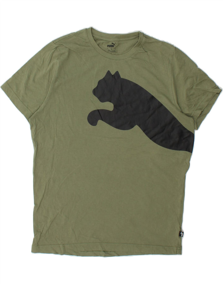 PUMA Mens Graphic T-Shirt Top Medium Green Cotton Vintage Puma and Second-Hand Puma from Messina Hembry 