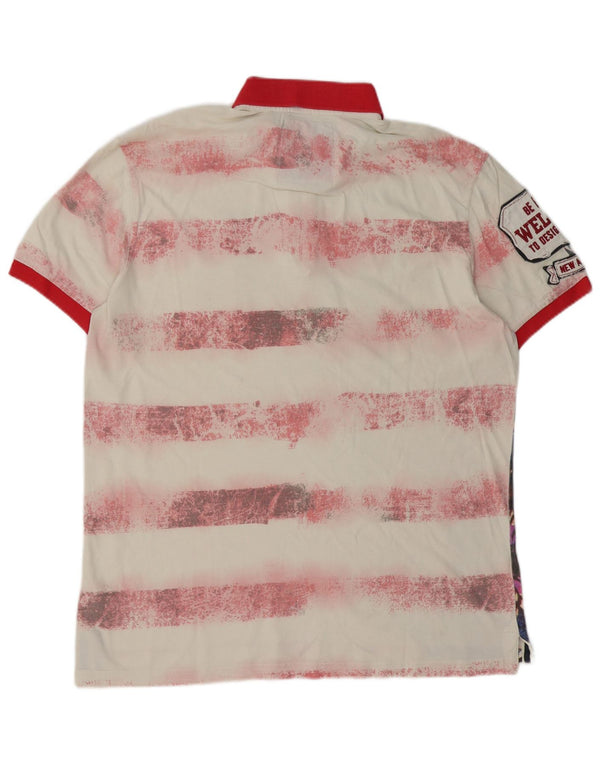 Ανδρικό γραφικό πόλο μπλουζάκι Desigual 2XL πολύχρωμο φλοράλ βαμβακερό