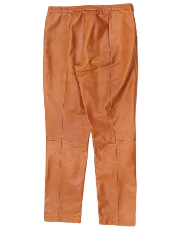 Vintage Ανδρικό ίσιο δερμάτινο παντελόνι W28 L28 Καφέ Δερμάτινο