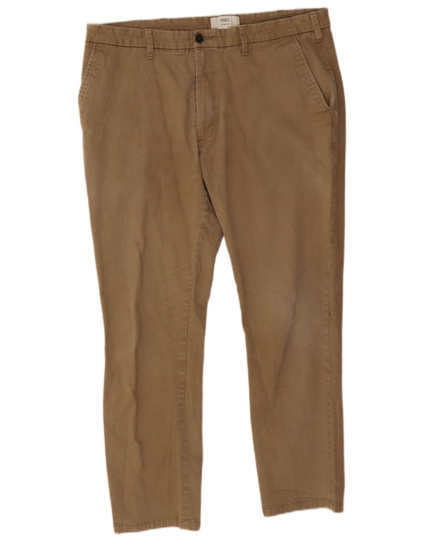 Marks & Spencer Ανδρικό ίσιο παντελόνι Chino W38 L29 Μπεζ βαμβακερό