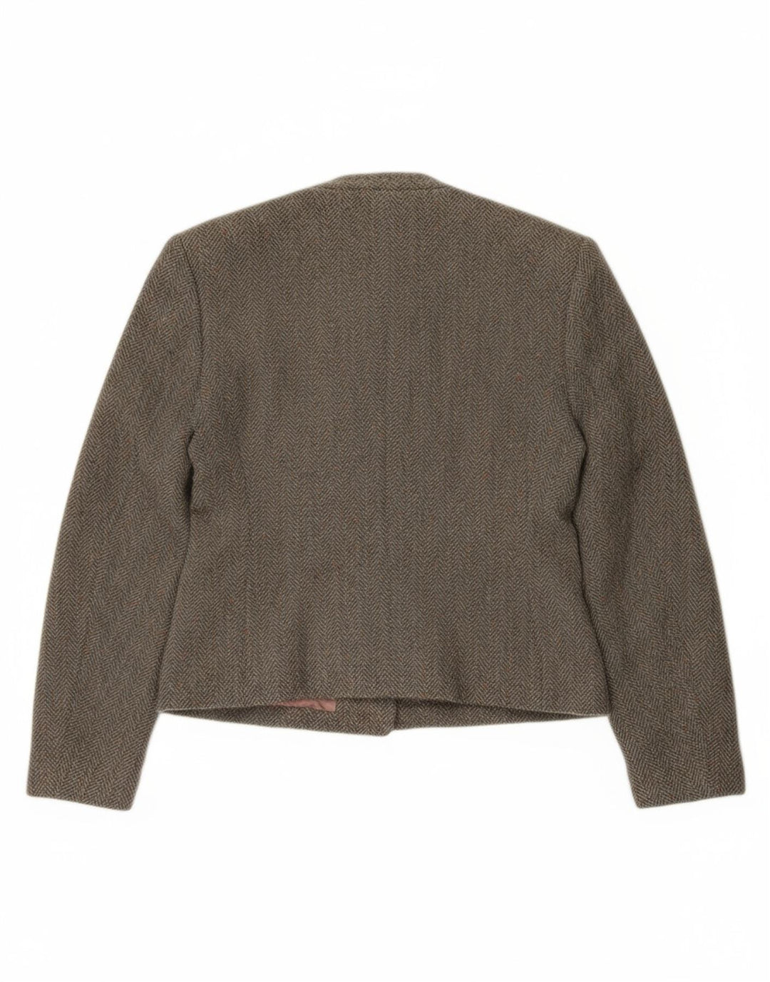 BRIAN TUCKER Womens Crop Blazer Jacket UK 10 Small  Grey Herringbone