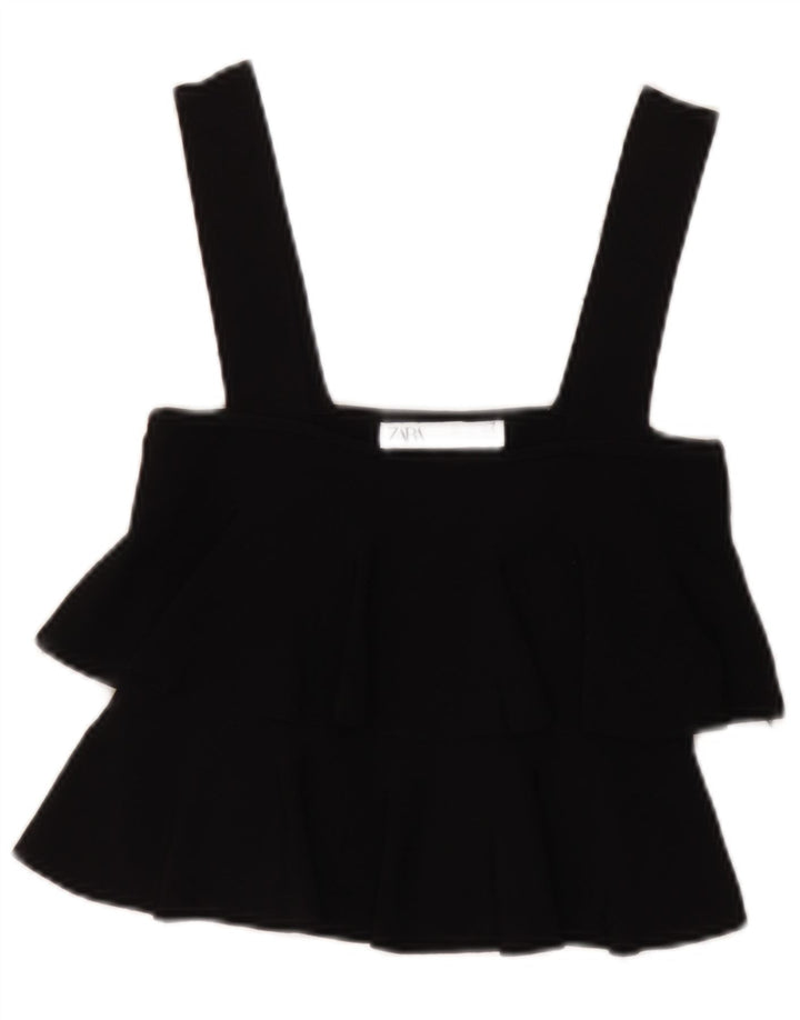 Zara Γυναικείο Crop Top UK 14 Large Black