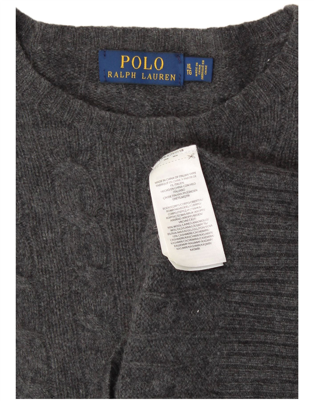 Polo Ralph Lauren Ανδρικό πουλόβερ με λαιμόκοψη XL Γκρι μαλλί