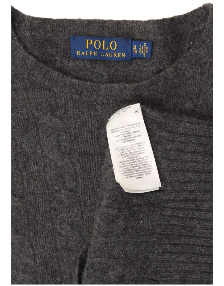 Polo Ralph Lauren Ανδρικό πουλόβερ με λαιμόκοψη XL Γκρι μαλλί