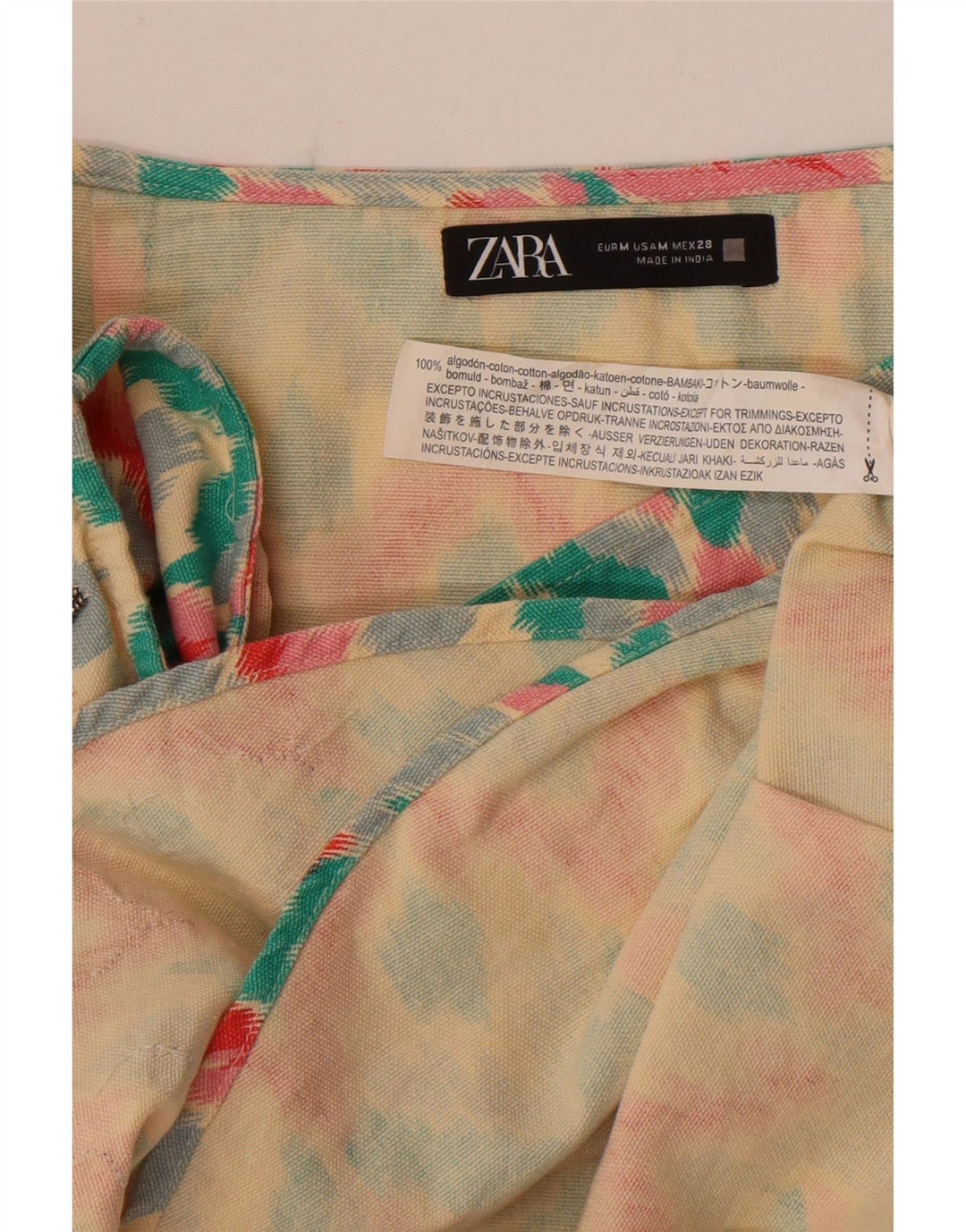 Zara Γυναικεία Φούστα Wrap Medium W28 Πολύχρωμη Γεωμετρική Βαμβακερή