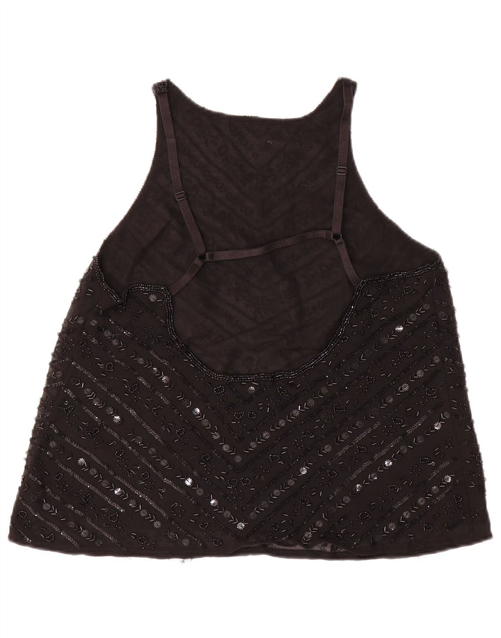 Topshop Γυναικεία Αμάνικη Μπλούζα Top UK 12 Medium Black Polyester