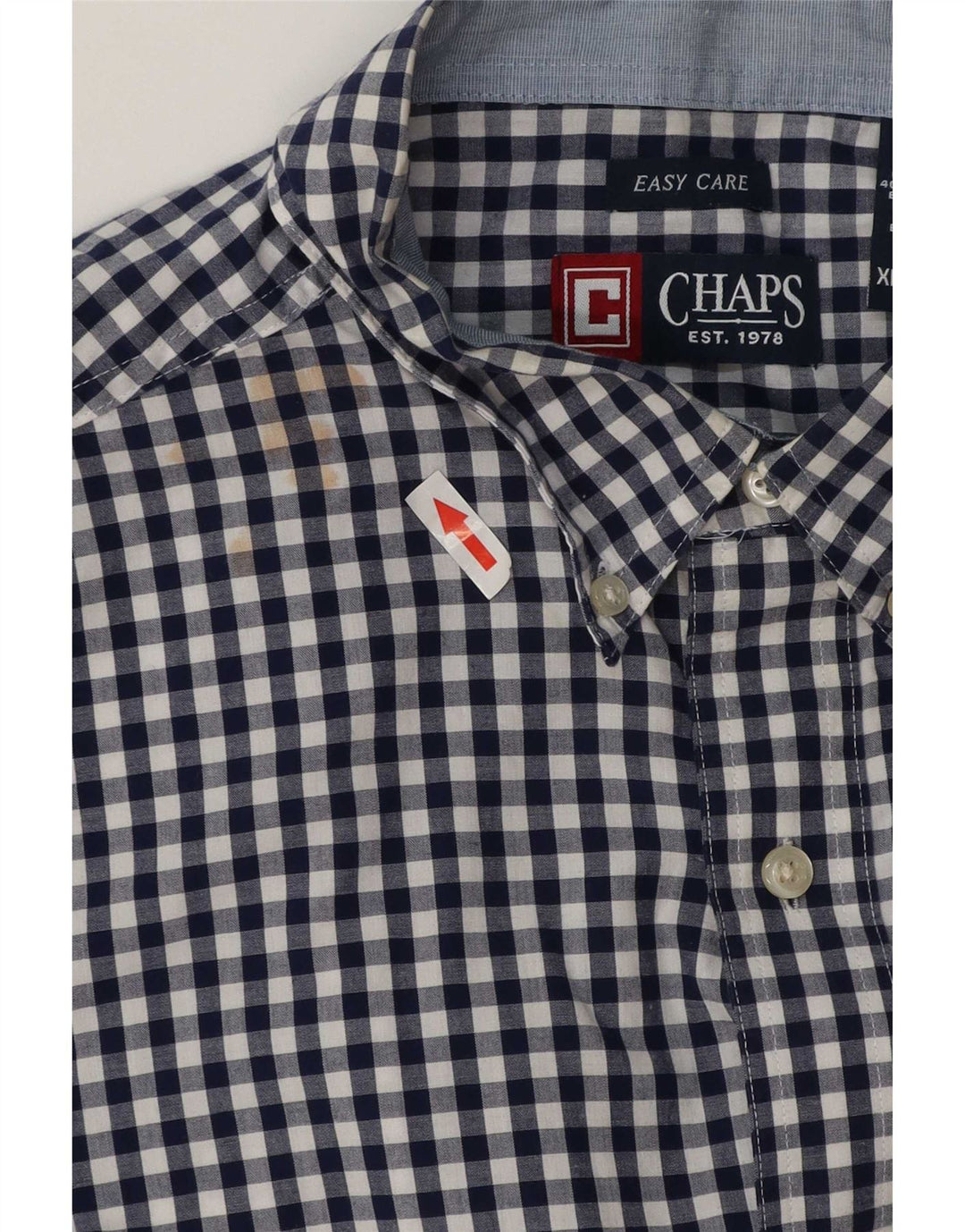 Chaps Ανδρικό πουκάμισο Easy Care XL Navy Blue Gingham Cotton