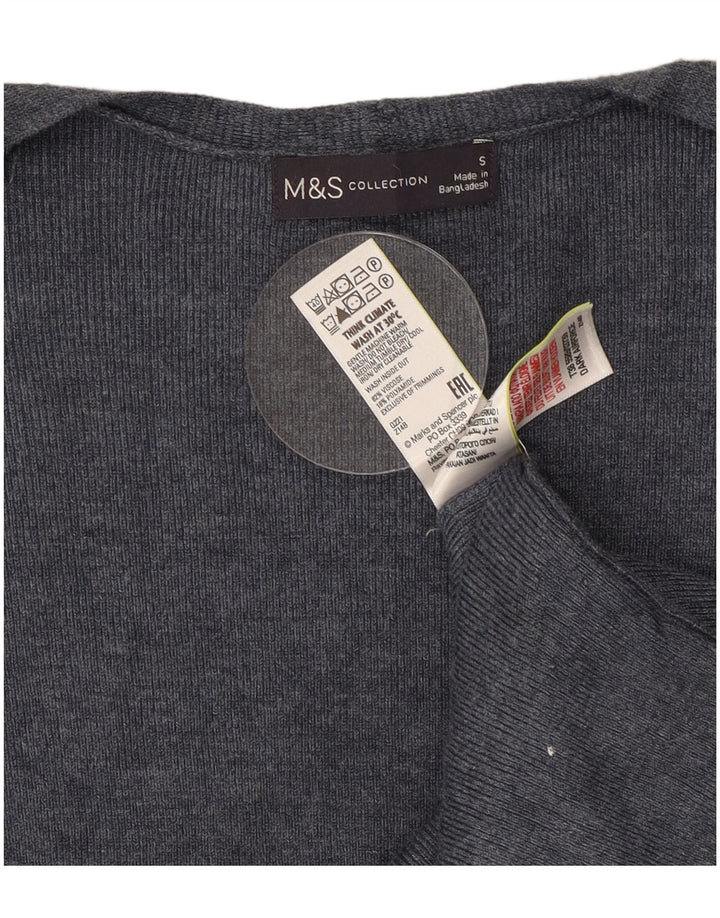 Marks & Spencer Γυναικείο Longline ανοιχτό πουλόβερ ζακέτα UK 10 Small Grey