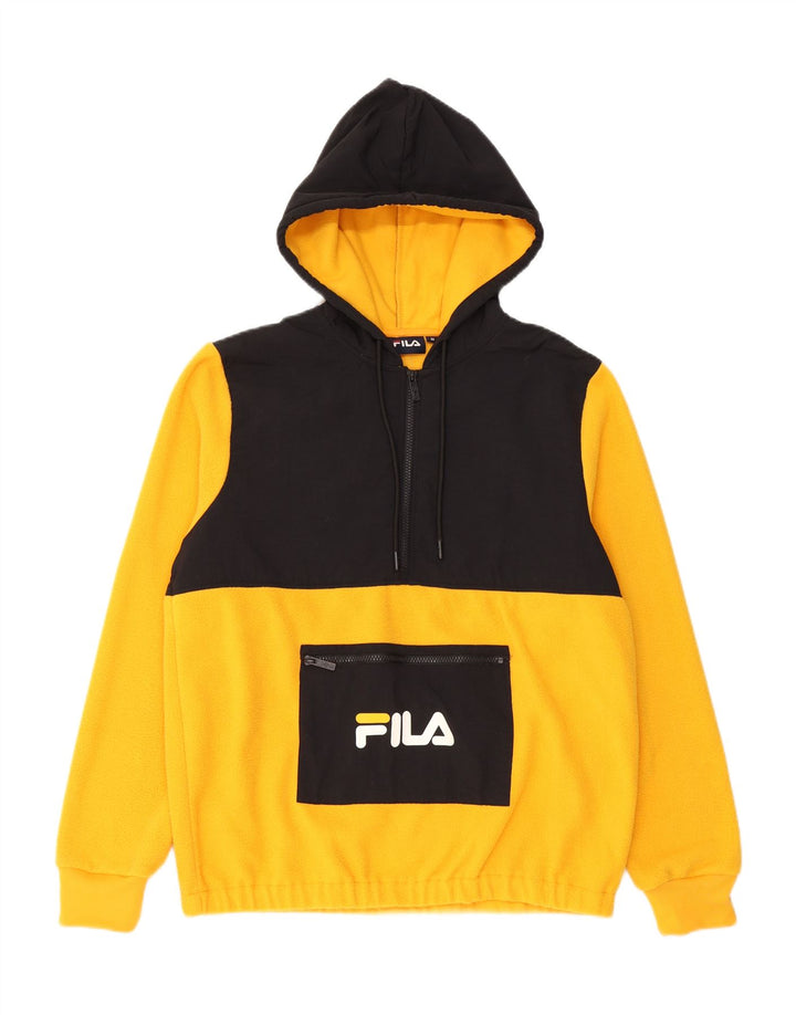 Fila Ανδρικό γραφικό κουκούλα Fleece Jumper Μεσαίου κίτρινου χρώματος πολυεστέρας