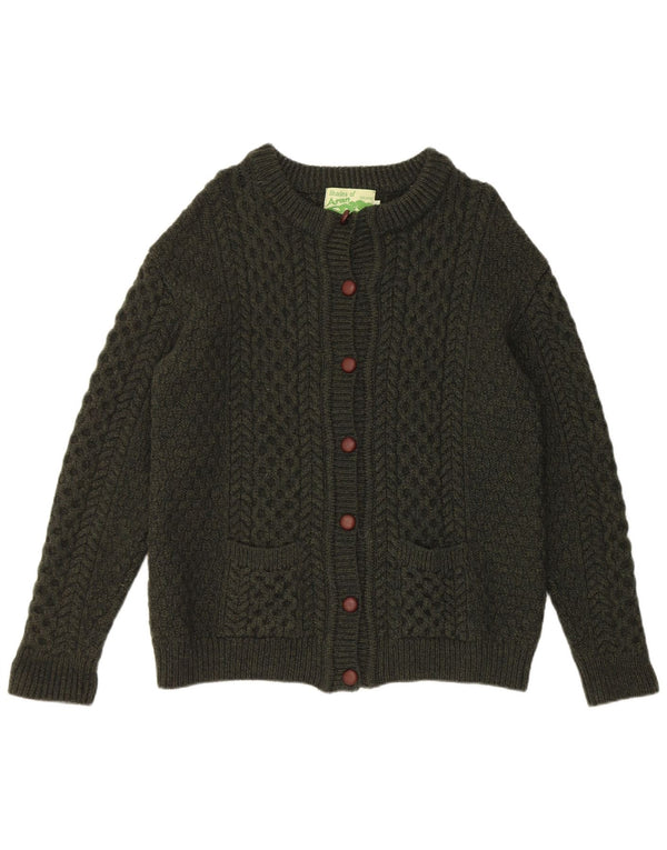 Shades Of Aran Γυναικείο πουλόβερ με ζακέτα UK 18 XL Χακί Μαλλί Merino