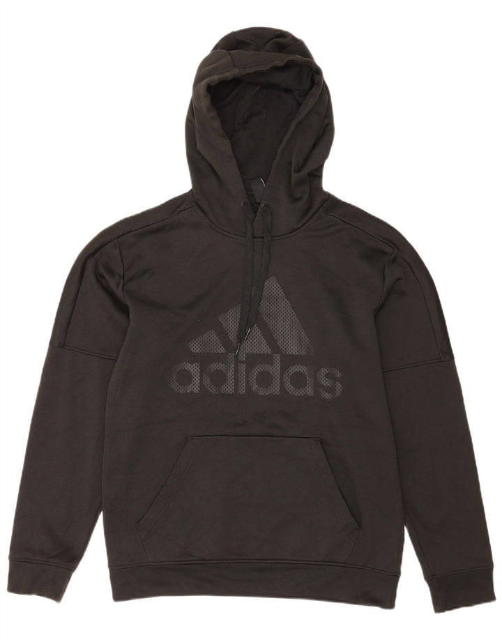 Ανδρικό γραφικό κουκούλα Adidas, μεσαίο μαύρο πολυεστέρας