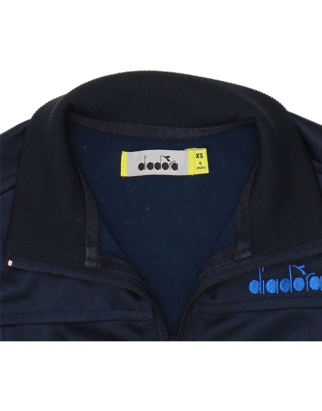 DIADORA Boys Tracksuit Top Jacket 3-4 Years XS Navy Blue Polyester Vintage Diadora and Second-Hand Diadora from Messina Hembry 