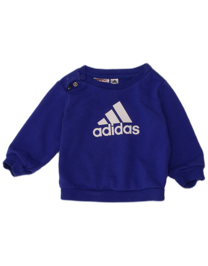 Φόρμα ADIDAS Baby Boys Graphic Ολόσωμη φόρμα 3-6 μηνών Μπλε βαμβακερή