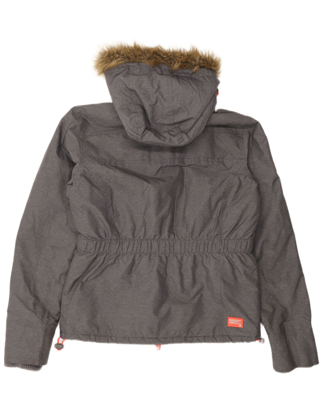 Superdry γυναικείο μπουφάν με κουκούλα αντιανεμικό UK 16 μεγάλο γκρι νάιλον
