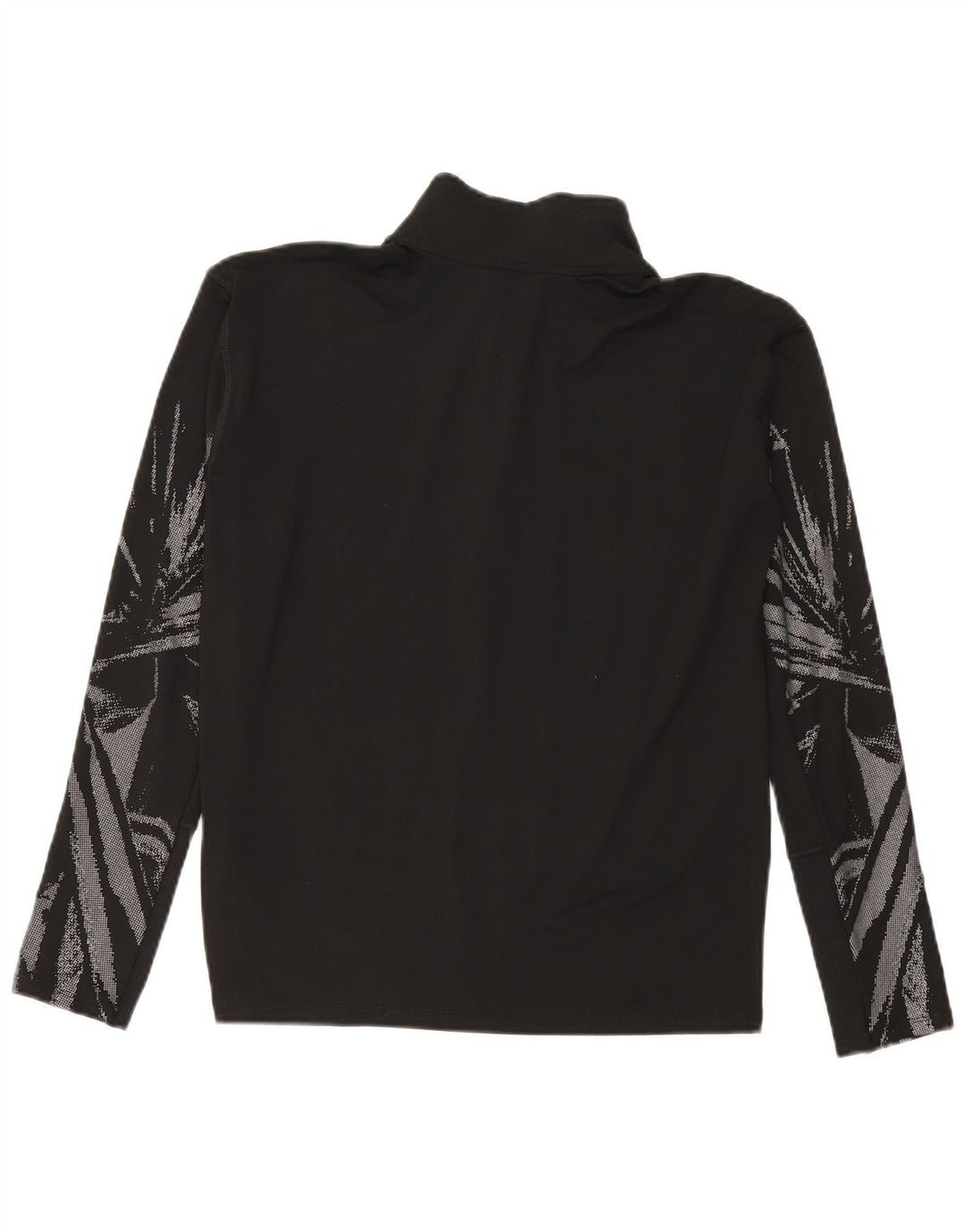 NIKE Mens Dri Fit Abstract Pattern Zip Neck Top Long Sleeve Small Black