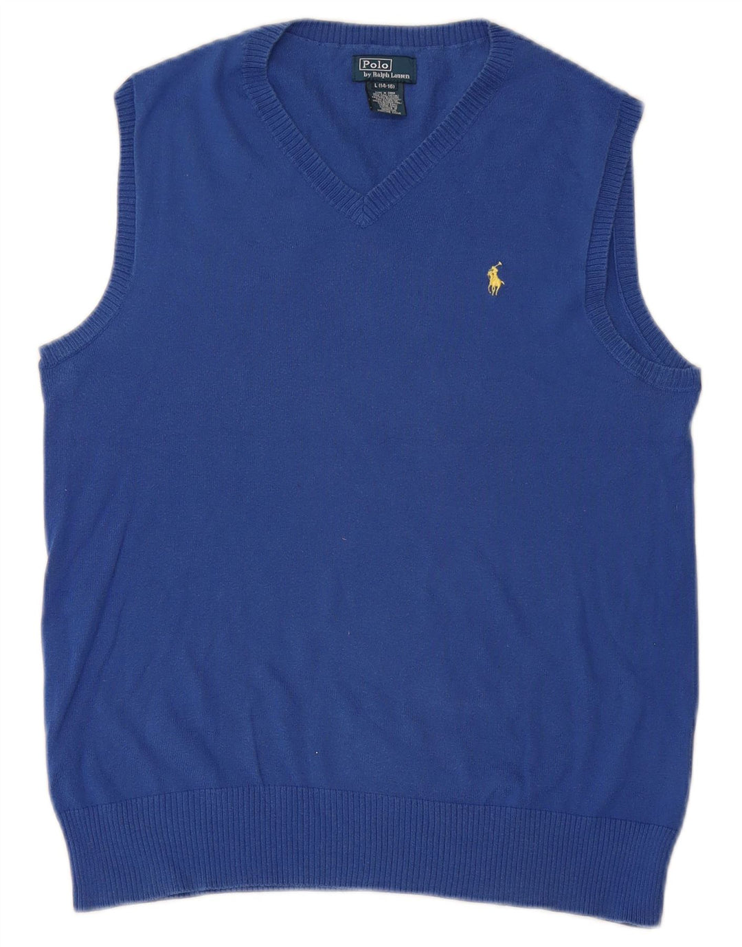 POLO RALPH LAUREN Boys Vest Tank Top 14-15 ετών Μεγάλο Μπλε Βαμβακερό