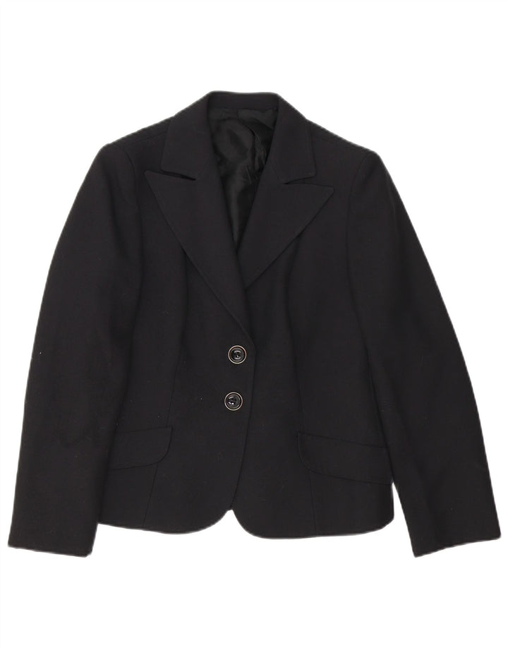Vintage γυναικείο μπουφάν blazer UK 12 μεσαίου μαύρου πολυεστέρα