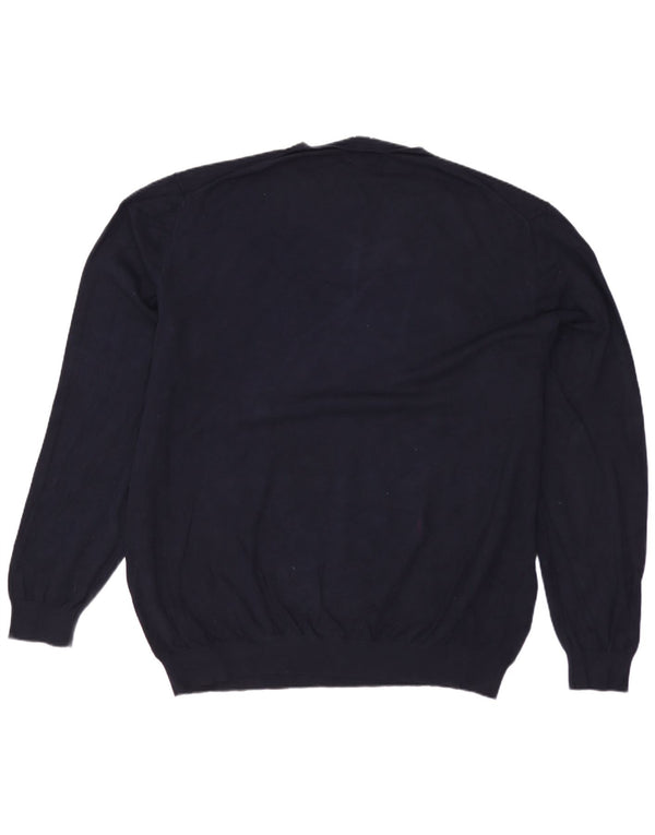 Ανδρικό πουλόβερ ZARA με V λαιμόκοψη 2XL Navy Blue Viscose