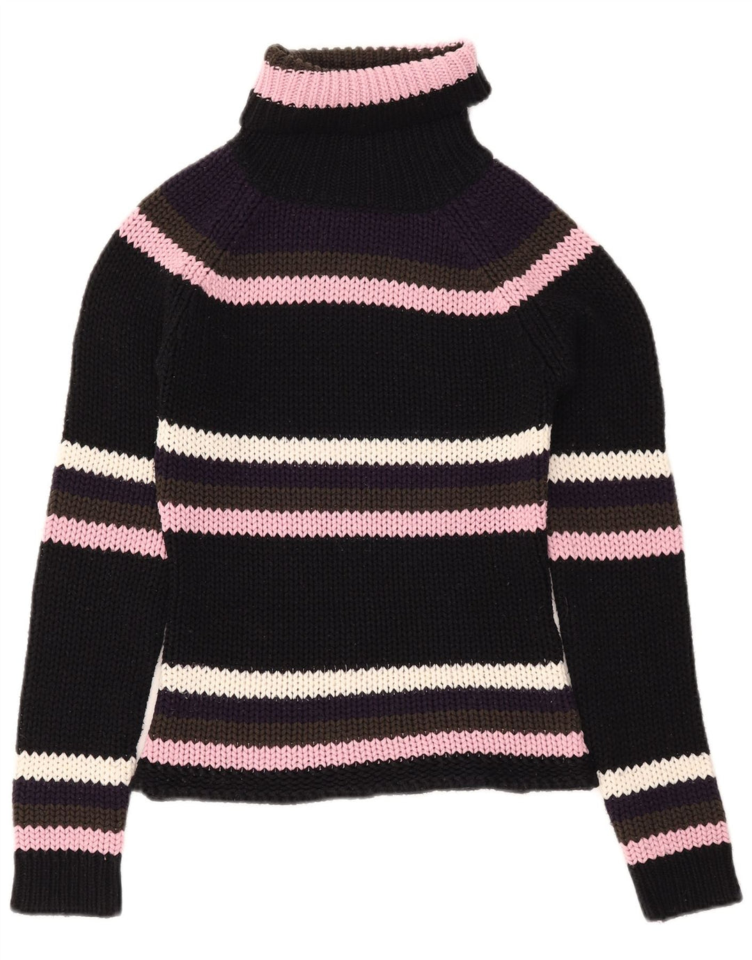 Madonna γυναικείο πουλόβερ με ρολό λαιμόκοψη UK 12 μεσαίο μαύρο ριγέ ακρυλικό