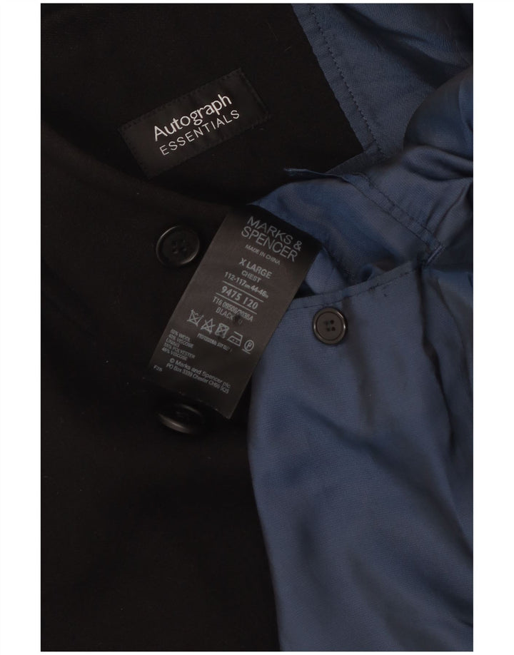 Marks & Spencer Ανδρικό παλτό με διπλό στήθος UK 42 XL μαύρο μαλλί