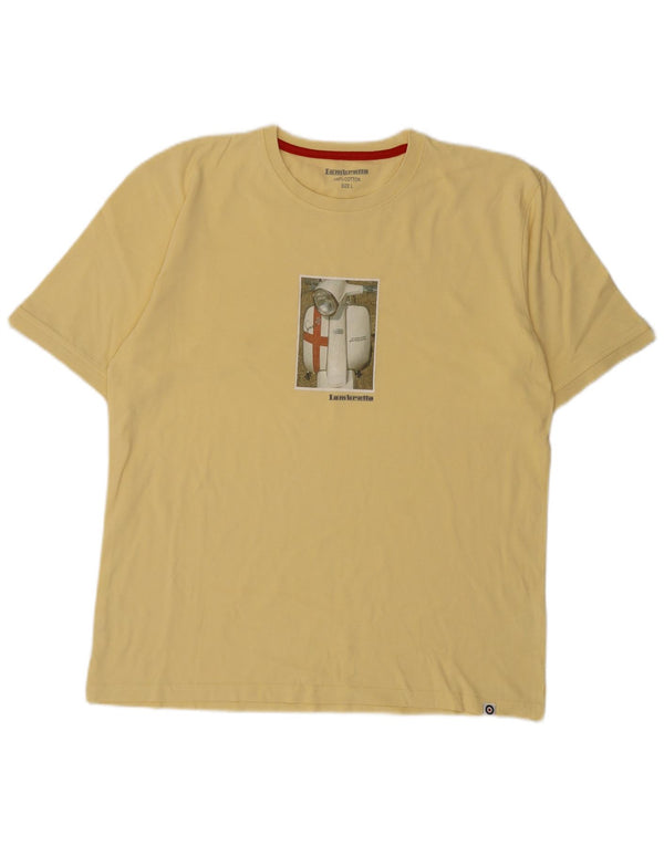 Lambretta Ανδρικό γραφικό T-Shirt Top μεγάλο κίτρινο βαμβακερό