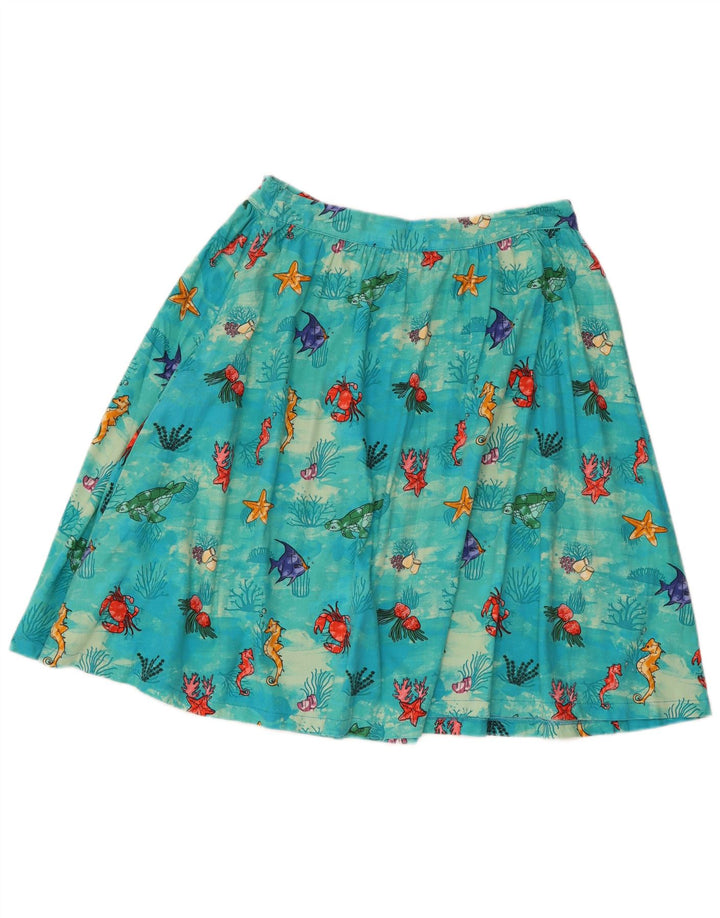 Lindy bop Γυναικεία φούστα με αφηρημένο σχέδιο UK 12 Medium W30 Μπλε βαμβακερή