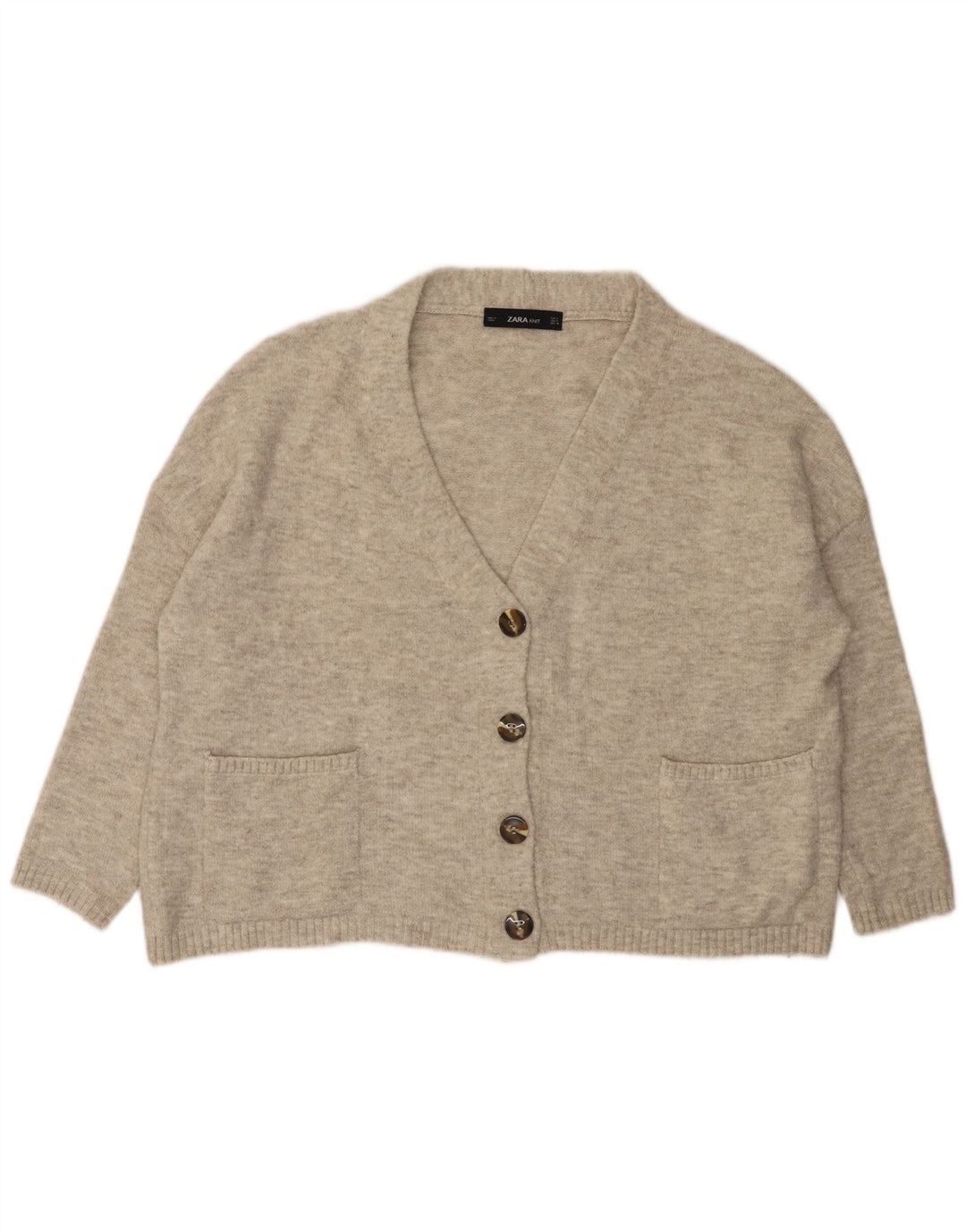 Zara Γυναικείο πουλόβερ με ζακέτα UK 10 Small Grey Flecked