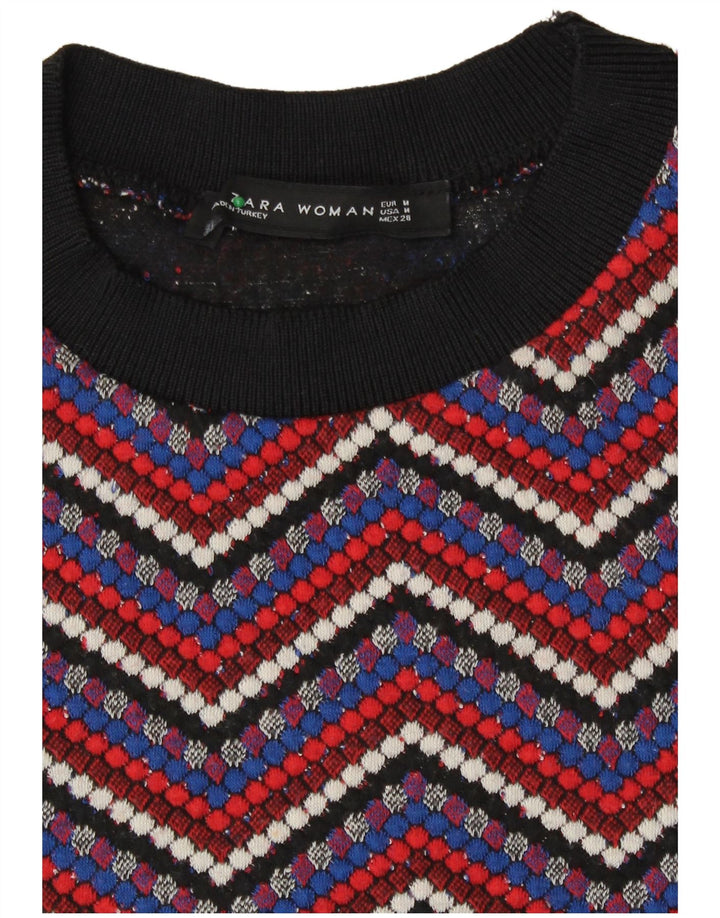 Zara Γυναικείο πουλόβερ με λαιμόκοψη UK 12 Medium Chevron