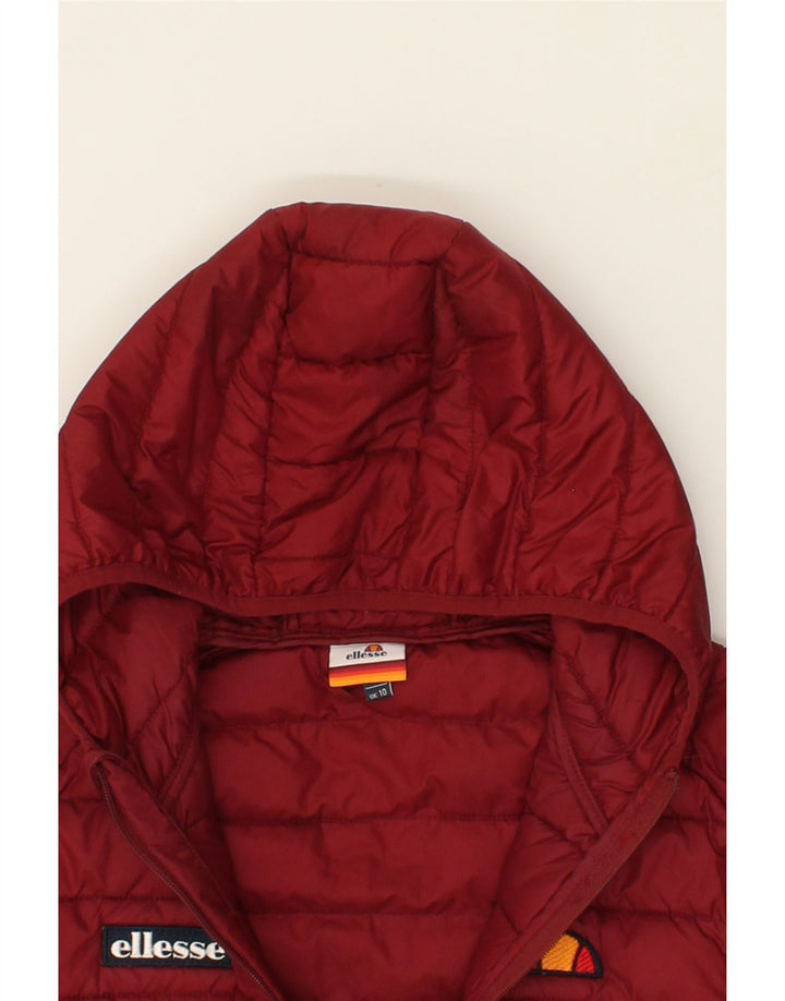 ELLESSE Womens Hooded Padded Jacket UK 10 Small Burgundy Polyester Vintage Ellesse and Second-Hand Ellesse from Messina Hembry 