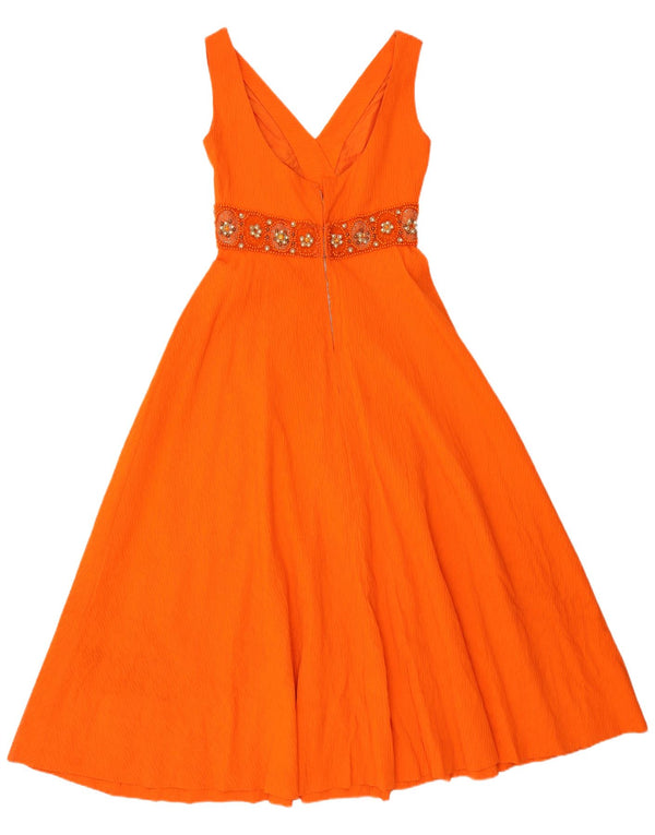 Vintage γυναικείο αμάνικο φόρεμα A-Line UK 10 Small Orange