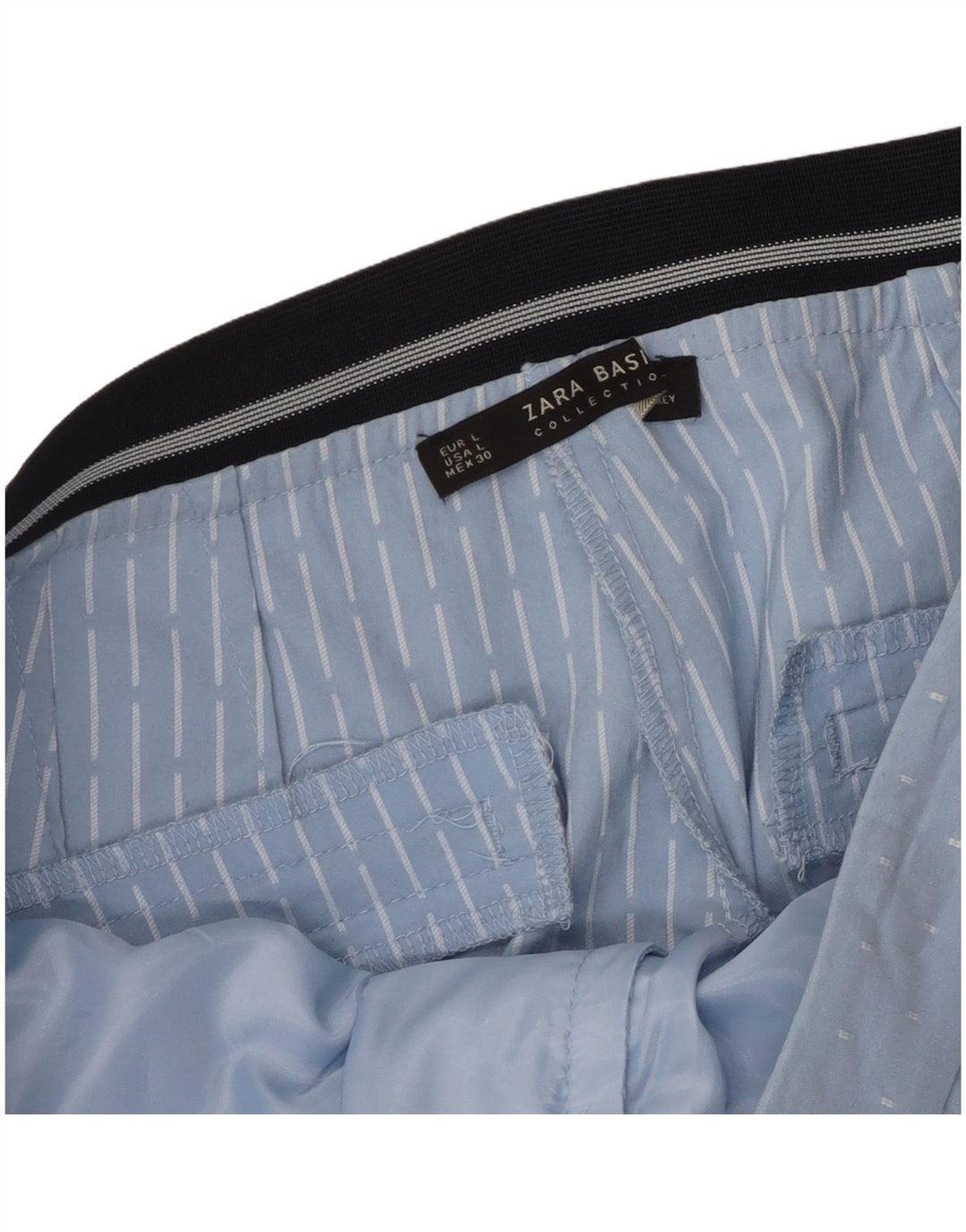 Zara Γυναικείο Slim Παντελόνι Chino Μεγάλο W32 L27 Μπλε γεωμετρικό