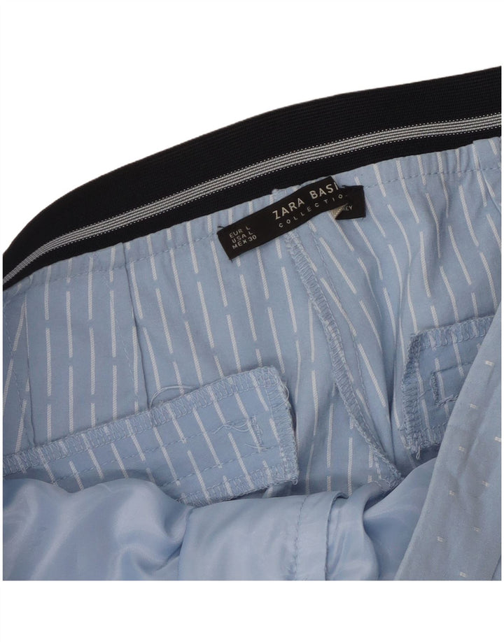 Zara Γυναικείο Slim Παντελόνι Chino Μεγάλο W32 L27 Μπλε γεωμετρικό